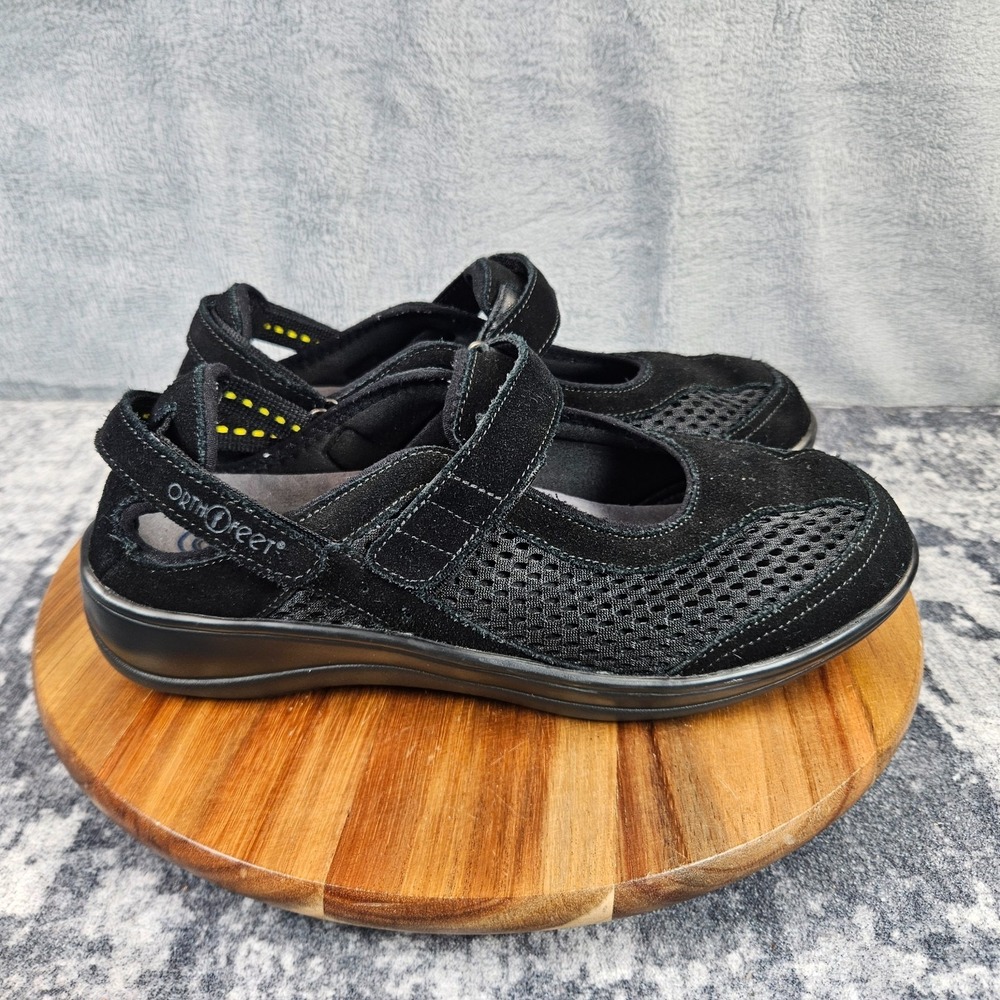 Orthofeet 893 Mary Jane Shoes Womens 10 D Wide Black Mesh Comfort Walking Casual